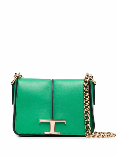 Tod's Timeless Mini Leather Shoulder Bag In Jolly Green