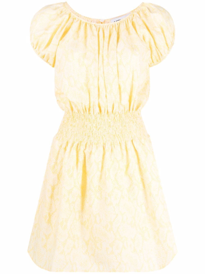 Kenzo Gingham Snakeskin-print A-line Dress In Yellow