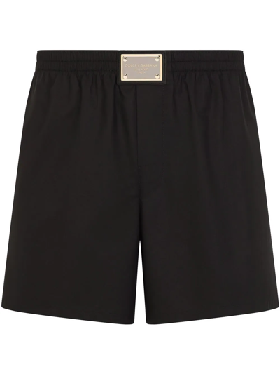 Dolce & Gabbana Logo Plaque Boxer Shorts In Black