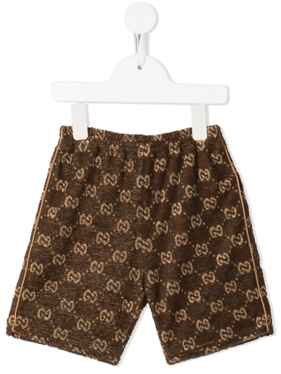 Gucci Babies' Gg-monogram Terry Shorts In Brown