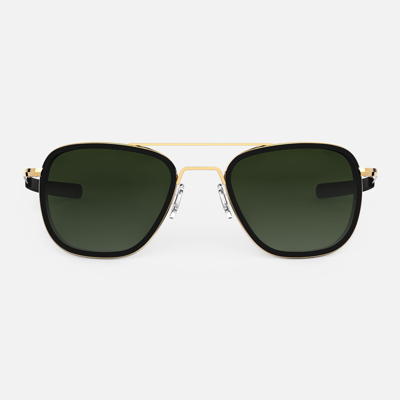 Randolph Engineering Aviator In 23k Gold With Matte Onyx Inlay & Evergre