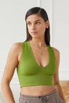 Out From Under Hailey Seamless Plunging Bra Top In Khaki