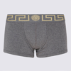 Versace Black, Grey And White Cotton Boxers In Red