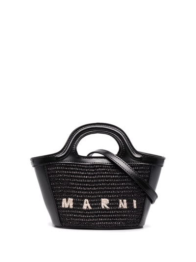 Marni Mini Tropicalia Tote Bag In Black
