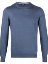 Barba Napoli Fine-knit Ribbed-trim Jumper In Blau