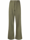 R13 Low-rise Wide Leg Cotton Trousers In Grün