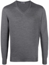 Drumohr V-neck Knitted Jumper In Grau