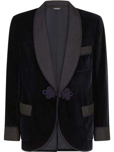 Dolce & Gabbana Satin-trim Velvet Dinner Jacket In Blue