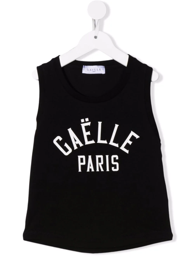 Gaelle Paris Kids' Logo-print Sleeveless Tank Top In Black