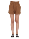 Kenzo Cotton Bermuda With Wrapped Waist In Brown