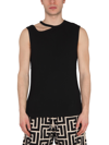Balmain Tank Top With Cut Out Detail In Black