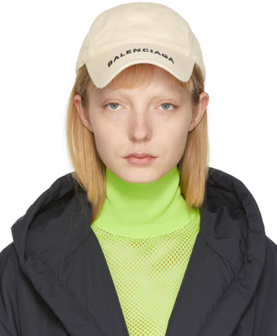 Balenciaga Off-white Logo Visor Cap In 0926 Chalky White/bl