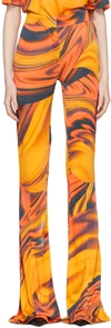 Attico Abstract-print Flared Trousers In 317 Orange Desert Sh