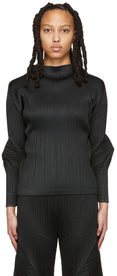 Issey Miyake Blast High-neck Technical-pleated Jersey Top In 15 Black