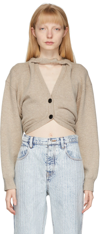 Alexander Wang Back Knot Cardigan In Cashmere Wool In 271 Light Oatmeal Me