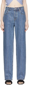 ALEXANDER WANG NAVY CRYSTAL STRIPE SKATER JEANS