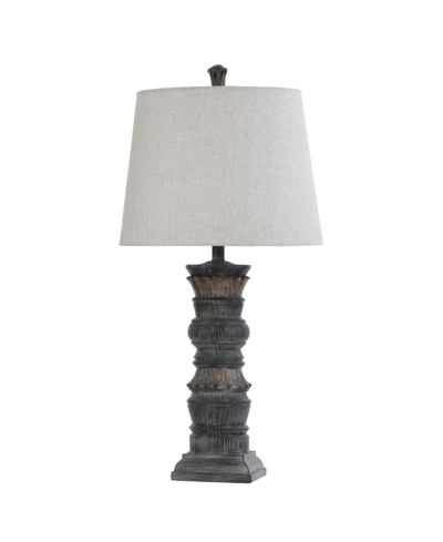 Stylecraft Tipton Farmhouse Malta Column Molded Table Lamp In Light Gray