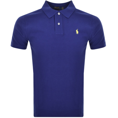 Polo Ralph Lauren Man Royal Blue And Yellow Slim-fit Pique Polo Shirt