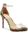 Jessica Simpson Women's Daisile Ankle Strap Heeled Sandals Women's Shoes In Clear / Tropical Multi