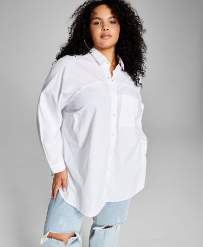 And Now This Trendy Plus Size Cotton Oversized Shirt In White