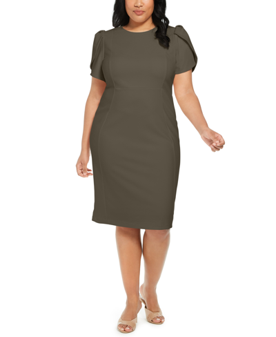 Calvin Klein Plus Size Tulip-sleeve Sheath Dress In Caper | ModeSens
