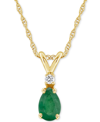 Macy's Sapphire (1/2 Ct. T.w.) & Diamond Accent 18" Pendant Necklace In 14k Gold (also In Ruby & Emerald) In Emerald