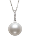 BELLE DE MER CULTURED FRESHWATER PEARL (6MM) & DIAMOND ACCENT 18" PENDANT NECKLACE IN 14K WHITE GOLD, CREATED FOR