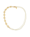 Ettika Meet Me Halfway Pearl And 18k Gold Plated Chain Link Necklace In Gold-tone