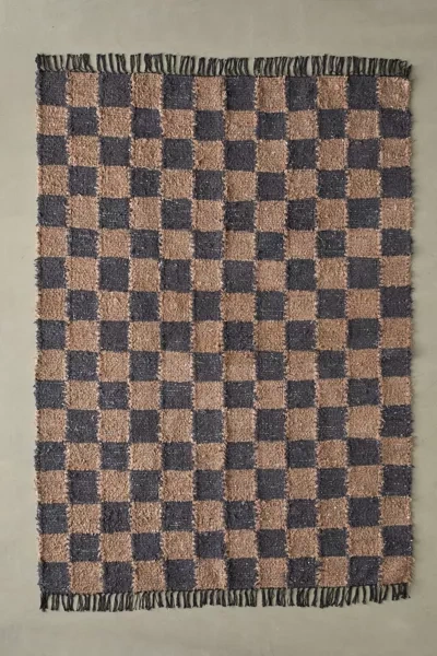 Urban Outfitters Checkerboard Woven Shag Rag Rug