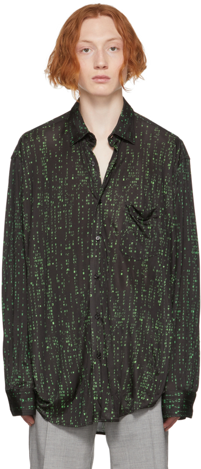 Vetements Green Code Print Viscose Shirt In Black