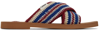 Chloé Multicolor Crochet Woody Flat Sandals In 4za Multicolor Blue
