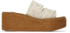 CHLOÉ OFF-WHITE LACE WOODY WEDGE HEELED SANDALS