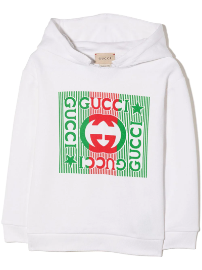 Gucci Baby Logo Print Cotton Hoodie In White