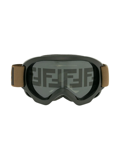 Fendi Kids' Ff Monogram Ski Goggles In Brown