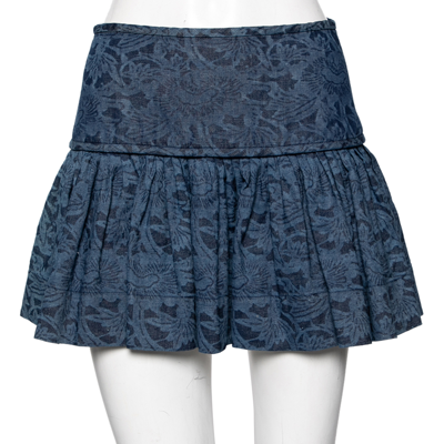 Pre-owned Isabel Marant Étoile Navy Blue Printed Denim Pleated Mini Skirt S