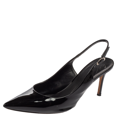 Pre-owned Giuseppe Zanotti Black Patent Leather Slingback Pumps Size 38