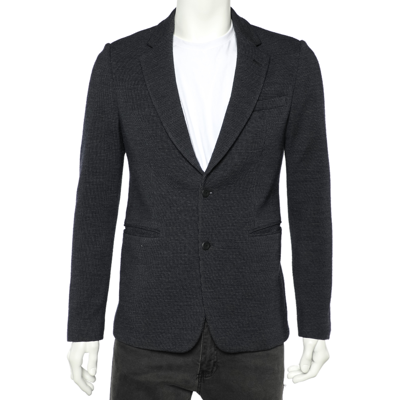 Pre-owned Emporio Armani Navy Blue Wool Knit Johnny Line Blazer M