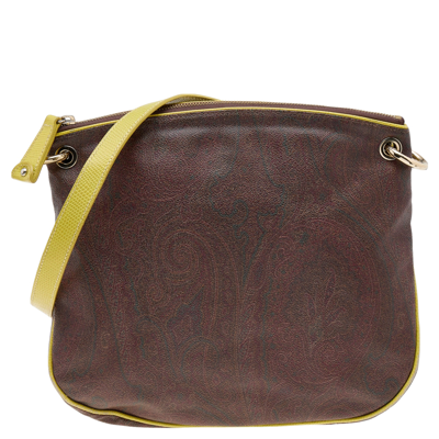 Pre-owned Etro Brown Paisley Print Coated Canvas Shoulder Bag