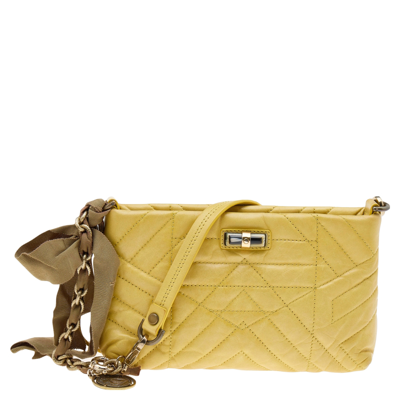 Pre-owned Lanvin Yellow Quilted Leather Happy Pocket Crossbody Bag