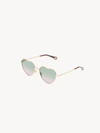 Chloé 59mm Gradient Heart Shape Sunglasses In Vert