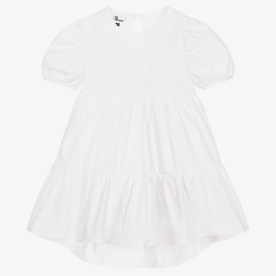 The Tiny Universe Kids' Girls White Cotton Poplin Dress