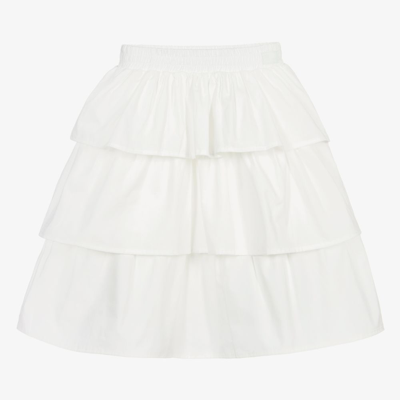 The Tiny Universe Kids' Girls White Ruffled Cotton Skirt
