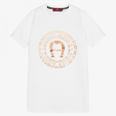 Aigner Teen Boys White Logo T-shirt