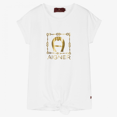 Aigner Teen Girls White Logo T-shirt