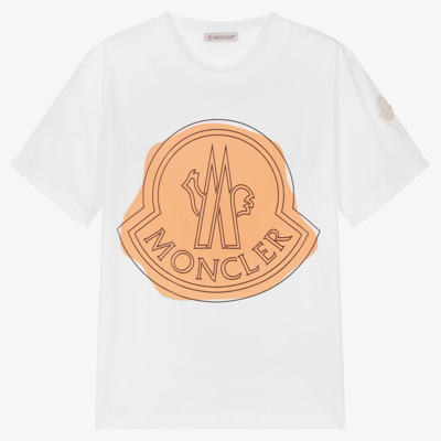 Moncler Teen Boys Ivory Logo T-shirt