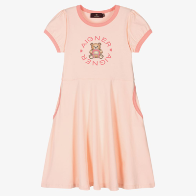 Aigner Girls Teen Pale Pink Bear Logo Dress