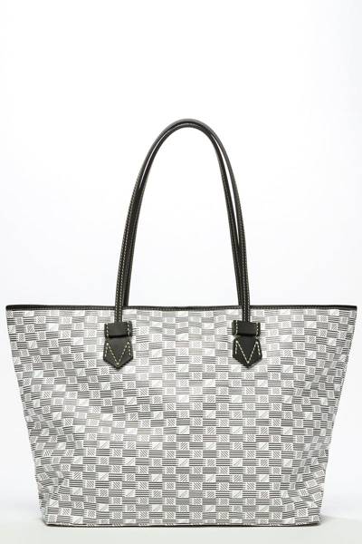 Moreau 'saint Tropez' Large Chequered Canvas Tote Bag In White