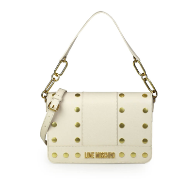 Love Moschino Shoulder Bag With All-over Studs Detail In Ivory