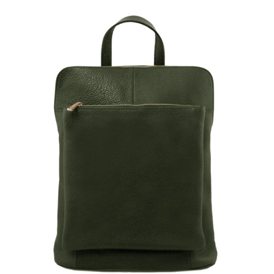 Sostter Olive Green Pebbled Leather Backpack