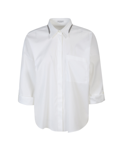 Brunello Cucinelli Shirt With Iconic Jewel Detail - Atterley In White